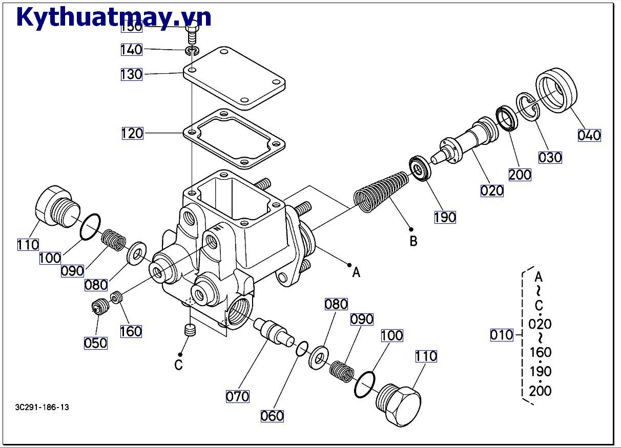 Bộ xilanh phanh chính ( những bộ phận cấu thành) ( cũ) 50001 đến 89999